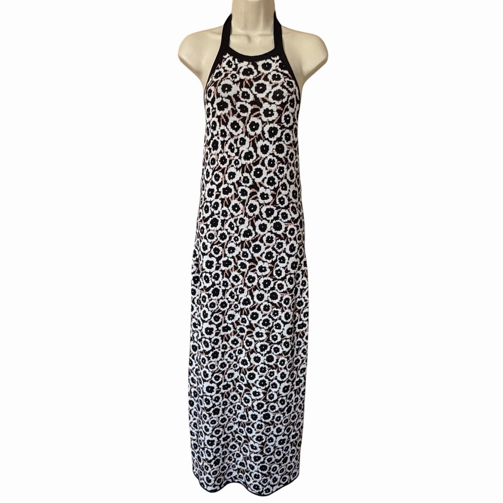 Diane Von Furstenberg Floral Halter Sweater Dress XS Poppy Midi Vacationcore Y2K